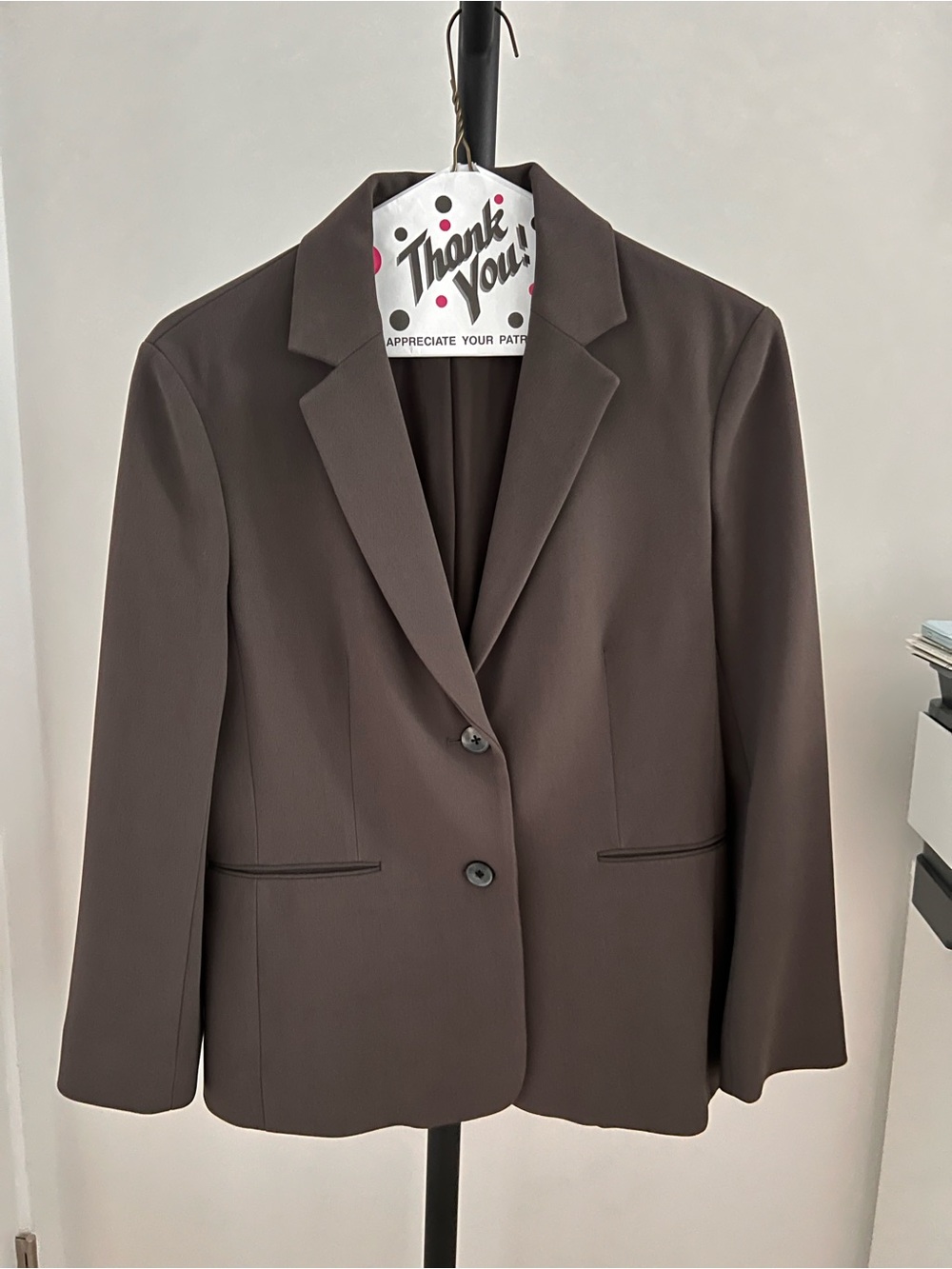 THE ROW Brown Grey Crepe Blazer & Straight Leg Trouser Suit Set Size 6